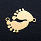 201 Stainless Steel Stamping Blank Links Connectors, Manual Polishing, Feet, Golden, 19x16x1mm, Hole: 1.2mm