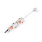 Resin & Polymer Clay Pave Rhinestone Ball-Point Pen, Iron Beadable Pen, for DIY Personalized Pen with Jewelry Beads, Orange, 147.5~151x15~20mm