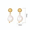 Pearl Pendant and Earrings Set, Elegant Stainless Steel Jewelry for Women, Golden, 35x13mm