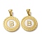 Ion Plating(IP) 304 Stainless Steel Pendants, Flat Round Shell Charms with Letter, Golden, Letter B, 20.5x17.5x1.5mm, Hole: 2.5x4.5mm