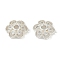 Brass Micro Pave Clear Cubic Zirconia Bead Caps, Cadmium Free & Nickel Free & Lead Free, Flower, 925 Sterling Silver Plated, 9.5x9.5x3mm, Hole: 1.8mm