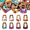 16Pcs 8 Colors Transparent Resin & Walnut Wood Pendants, with Gold Foil, Trapezoid Charms, Mixed Color, 37.5x27x3mm, Hole: 2mm, 2pcs/color
