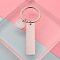 Non-Tarnish 304 Stainless Steel Keychain, with Key Rings, Rectangle with Heart, Stainless Steel Color, 80mm