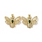 Brass Micro Pave Cubic Zirconia Pendants, with Glass, Long-Lasting Plated, Lead Free & Cadmium Free, Bee, Real 18K Gold Plated, 23x27.5x4mm, Hole: 4x3mm