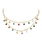 Brass Enamel Teardrop Charm Necklaces, Double Layer Necklaces, Golden, 16.28 inch(413.5mm)