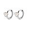 Natural Shell Heart Hoop Earrings, 304 Stainless Steel Earrings, Stainless Steel Color, 11x6mm