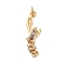 Rack Plating Brass Micro Pave Cubic Zirconia Pendants, Cadmium Free & Lead Free, Long-Lasting Plated, Lobster, Real 18K Gold Plated, 26.5x9x3mm, Hole: 3.2mm