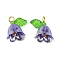 Acrylic Pendants, with Golden Brass Loops, Pearl with Lily of the Valley, Dark Orchid, 13~13.5x10~11.5mm, Hole: 2.5~3mm