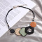 Bohemian Style Alloy and Raffia Geometric Pendant PU Leather Cord Bib Necklaces, Light Gold, Colorful, 15.75 inch(40cm)