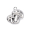 Brass Micro Pave Cubic Zirconia Pendants, Cadmium Free & Nickel Free & Lead Free, Mushrooms Charms, Real Platinum Plated, 13x13x5.5mm, Hole: 1.2mm