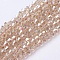 Glass Beads Strands, AB Color Plated, Faceted, Bicone, Beige, 4x4mm, Hole: 1mm, about 92~96pcs/strand, 13.78~14.37 inch