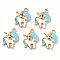 Alloy Enamel Pendants, Unicorn, Light Gold, Cyan, 20x15x3.5mm, Hole: 2.0mm
