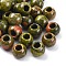 Natural Unakite European Beads, Round Large Hole Beads, 12x10mm, Hole: 5mm