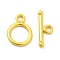 Rack Plating Alloy Toggle Clasps, Round Ring, Matte Gold Color, T Bar: 15.5x6x2mm, Hole: 1.8mm, Ring: 13.5x10x1.5mm, Hole: 1.8mm
