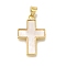 Brass Shell Pendants, Cross Charms, Real 16K Gold Plated, 23x15x2mm, Hole: 4.5X3.5mm