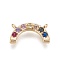 Brass Micro Pave Cubic Zirconia Charms, Rainbow, Colorful, Golden, 7x14x2mm, Hole: 1mm