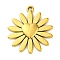 Ion Plating(IP) 304 Stainless Steel Pendants, Flower with Heart Charm, Real 18K Gold Plated, 21x18.5x2mm, Hole: 1.4mm