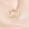 Fashionable Brass Cubic Zirconia Cuff Rings, Letter, Open Rings, Golden, Letter Q, Inner Diameter: 16~19mm