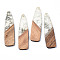 Resin & Wood Big Pendants, with Silver Foil, Bullet, Silver, 66~66.5x17x3~3.5mm, Hole: 1.6mm