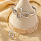 Cross Alloy Link Bangles & Finger Rings Sets, Platinum, Inner Diameter: 65mm & 17mm