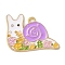 Alloy Enamel Pendants, Snail with Flower Charm, Golden, Violet, 23x27.5x1.5mm, Hole: 1.6mm