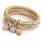 3Pcs Alloy Rhinestone Charm Bangle Set, Stackable Bangles for Women, Cube, Inner Diameter: 2-3/4 inch(7cm)