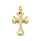 Brass Micro Pave Cubic Zirconia Pendants, Cross, Long-Lasting Plated, Lead Free & Cadmium Free, with Jump Ring, Real 18K Gold Plated, 24.5x15.5x3mm