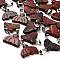 Natural Red Rainbow Jasper Pendants, with Stainless Steel Color Plated 201 Stainless Steel Snap on Bails, 18~18.5x20~20.5x4.5~5mm, Hole: 7.5x4.5mm