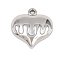 304 Stainless Steel Pendants, Heart Charm, Anti-Tarnish, Stainless Steel Color, 21x20x9mm, Hole: 1.8mm