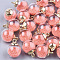 Glass Ball Pendants, with Micro Beads and CCB Plastic Findings, Round, Tomato, 21x15.5~16mm, Hole: 2mm