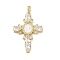 Real 18K Gold Plated Brass Micro Pave Cubic Zirconia Pendants, Cadmium Free & Nickel Free & Lead Free, with Glass and Resin, Cross, Clear, 46x31x5mm, Hole: 3.3x4.7mm