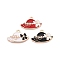 Rack Plating Alloy Enamel Pendants, with ABS Imitation Pearl, Cadmium Free & Nickel Free & Lead Free, Light Gold, Hat with Bowknot Charm, Mixed Color, 16.5x26x3.5mm, Hole: 1.8mm