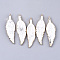 Electroplate Natural Howlite Big Pendants, with Lead Free & Nickel Free Iron Findings, Leaf, Golden, 69~74x21~22x5~6mm, Hole: 2mm