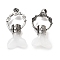Natural Quartz Crystal Rock Crystal Whale Tail Big Pendants, Rack Plating Antique Silver Plated Alloy Fish Ring Charms, Cadmium Free & Lead Free, 56~57x29x12.5~13mm, Hole: 6.5x6mm