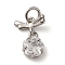 Brass Micro Pave Cubic Zirconia Pendants, Bowknot with Star Charms, with Jump Ring, Long-Lasting Plated, Cadmium Free & Lead Free, Rack Plating, Platinum, 14x10x3.5mm, Hole: 3mm
