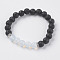 Natural Lava Rock and Opalite Beads Stretch Bracelets, with Alloy Findings, 2 inch(52mm)