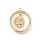 Brass Micro Pave Cubic Zirconia Pendants, Cadmium Free & Nickel Free & Lead Free, Real 18K Gold Plated, Ring Charms, Word, 21x18x3mm, Hole: 1.5mm