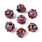 Handmade Lampwork Enamel Beads, Round with Flower, Old Rose, 16.5~19mm, Hole: 1.6mm