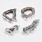 Natural Geode Agate Links connectors, with Brass Findings, Nuggets, Silver, 26~54x14.5~30x4~5.5mm, Hole: 2mm