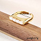 Rectangle Brass Cuff Rings for Wome, with Pearl Beads, Golden, Inner Diameter: 16mm~18mm
