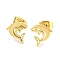 Hollow Out Shark 304 Stainless Steel Stud Earrings, Golden, 8.5x10mm