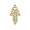 201 Stainless Steel Religion Laser Cut Connector Charms, Hollow Hamsa Hand Links, Real 18K Gold Plated, 21.5x11.5x1mm, Hole: 1.4mm