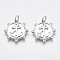 Brass Micro Pave Clear Cubic Zirconia Pendants, Flat Round with Anchor, Nickel Free, Real Platinum Plated, 18.5x18x2mm, Jump Ring: 5x0.8mm, Inner Diameter: 3mm