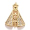 Cubic Zirconia Pendants, with Rack Plating Real 18K Gold Plated Brass Findings, with Jump Rings, Long-Lasting Plated, Lead Free & Cadmium Free, Cross, Real 18K Gold Plated, 19x15x4mm, Hole: 2.5mm