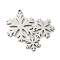 201 Stainless Steel Pendants, Stainless Steel Color, Snowflake, 24x25x1.5mm, Hole: 1mm