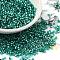 Glass Seed Beads, Silver Lined, Cylinder, Dark Turquoise, 2x1.5mm, Hole: 1.4mm, about 5599pcs/50g