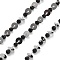Handmade Brass & Glass Bead Flat Round Chains, for Necklaces Bracelets Making, Long-Lasting Plated, Soldered, with Spool, Black, 4.5x3.5mm, about 16.40 Feet(5m)/Roll