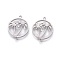 Tarnish Resistant 201 Stainless Steel Links, Manual Polishing, Ring with Coconut Tree, Stainless Steel Color, 20x16x1.5mm, Hole: 1.5mm