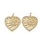Brass Micro Pave Clear Cubic Zirconia Pendants, Heart, with Jump Ring, Real 16K Gold Plated, 19.5x19.5x3mm, Hole: 3.4mm