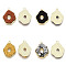 Alloy Pendants, with Cashmere Cloth, Light Gold, Flower, Mixed Color, 28x21x3mm, Hole: 2mm